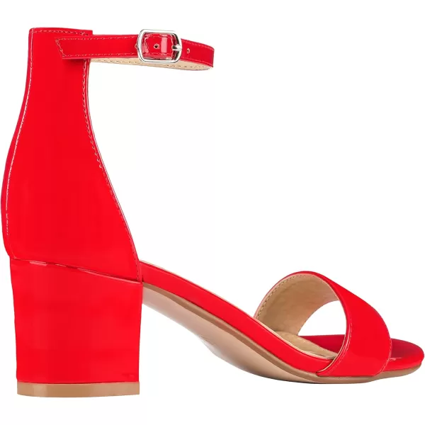 ILLUDE Womens Fashion Ankle Strap Kitten Heel Sandals  Adorable Cute Low Block Heel  JasmineRed Patent