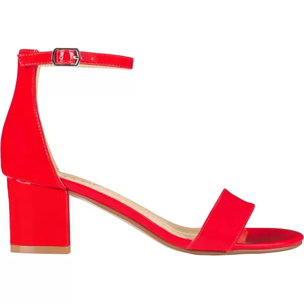 ILLUDE Womens Fashion Ankle Strap Kitten Heel Sandals  Adorable Cute Low Block Heel  JasmineRed Patent