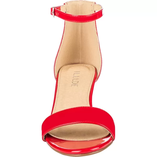 ILLUDE Womens Fashion Ankle Strap Kitten Heel Sandals  Adorable Cute Low Block Heel  JasmineRed Patent