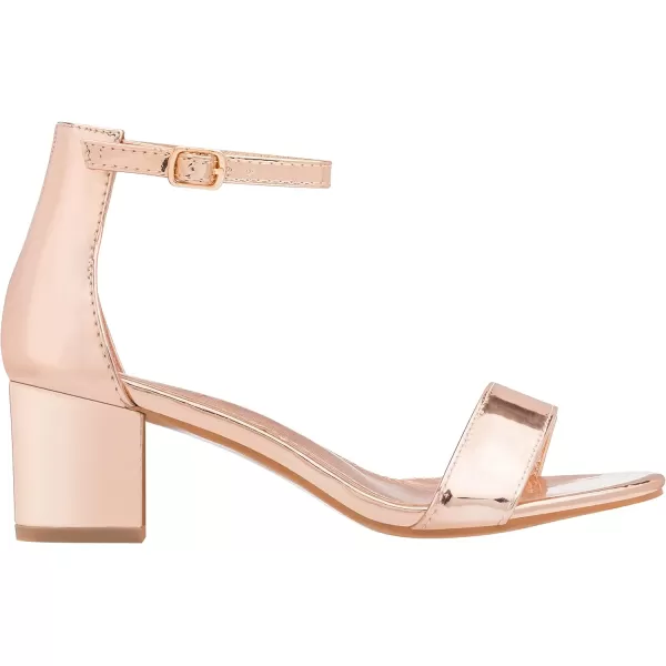ILLUDE Womens Fashion Ankle Strap Kitten Heel Sandals  Adorable Cute Low Block Heel  JasmineRose Gold Patent