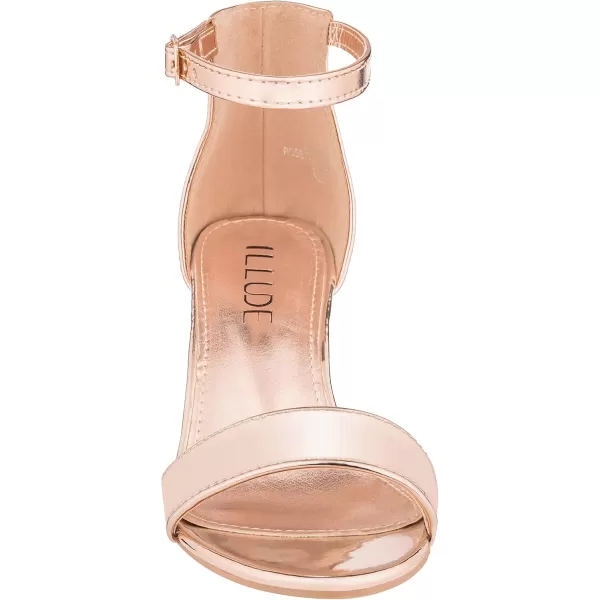 ILLUDE Womens Fashion Ankle Strap Kitten Heel Sandals  Adorable Cute Low Block Heel  JasmineRose Gold Patent