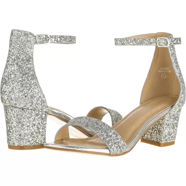 ILLUDE Womens Fashion Ankle Strap Kitten Heel Sandals  Adorable Cute Low Block Heel  JasmineSilver Glitter