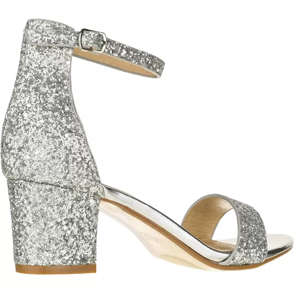 ILLUDE Womens Fashion Ankle Strap Kitten Heel Sandals  Adorable Cute Low Block Heel  JasmineSilver Glitter