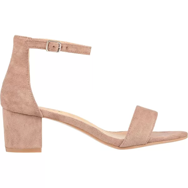 ILLUDE Womens Fashion Ankle Strap Kitten Heel Sandals  Adorable Cute Low Block Heel  JasmineTaupe Suede