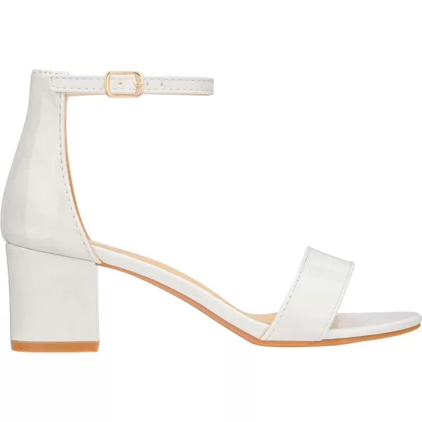 ILLUDE Womens Fashion Ankle Strap Kitten Heel Sandals  Adorable Cute Low Block Heel  JasmineWhite Patent