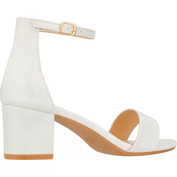 ILLUDE Womens Fashion Ankle Strap Kitten Heel Sandals  Adorable Cute Low Block Heel  JasmineWhite Patent