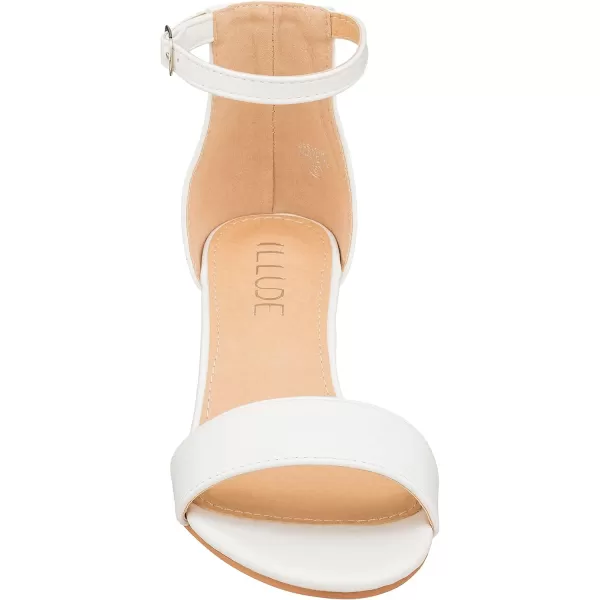 ILLUDE Womens Fashion Ankle Strap Kitten Heel Sandals  Adorable Cute Low Block Heel  JasmineWhite Pu