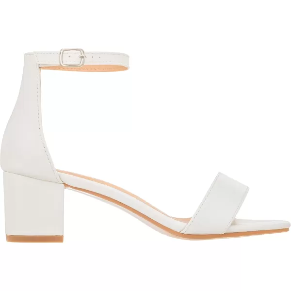 ILLUDE Womens Fashion Ankle Strap Kitten Heel Sandals  Adorable Cute Low Block Heel  JasmineWhite Pu