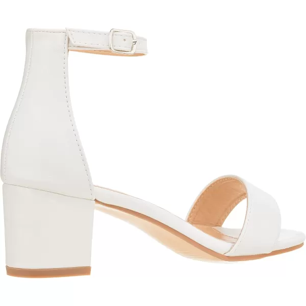 ILLUDE Womens Fashion Ankle Strap Kitten Heel Sandals  Adorable Cute Low Block Heel  JasmineWhite Pu