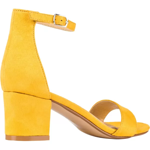 ILLUDE Womens Fashion Ankle Strap Kitten Heel Sandals  Adorable Cute Low Block Heel  JasmineYellow Suede