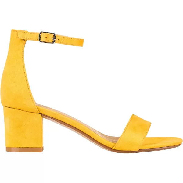 ILLUDE Womens Fashion Ankle Strap Kitten Heel Sandals  Adorable Cute Low Block Heel  JasmineYellow Suede