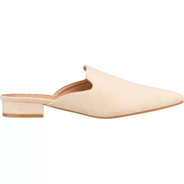 ILLUDE Womens Flat Mules Pointed Toe Backless Slip on Slides Loafer ShoesBeige Suede