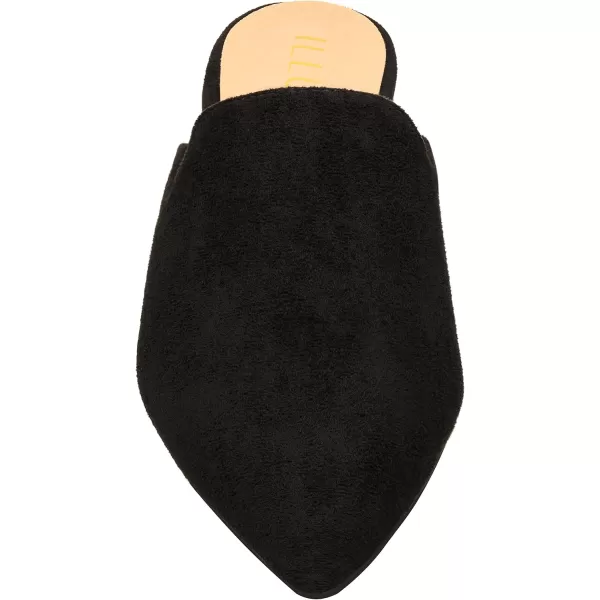 ILLUDE Womens Flat Mules Pointed Toe Backless Slip on Slides Loafer ShoesBlack Suede