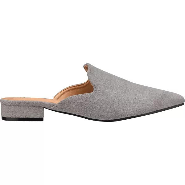 ILLUDE Womens Flat Mules Pointed Toe Backless Slip on Slides Loafer ShoesGrey Suede
