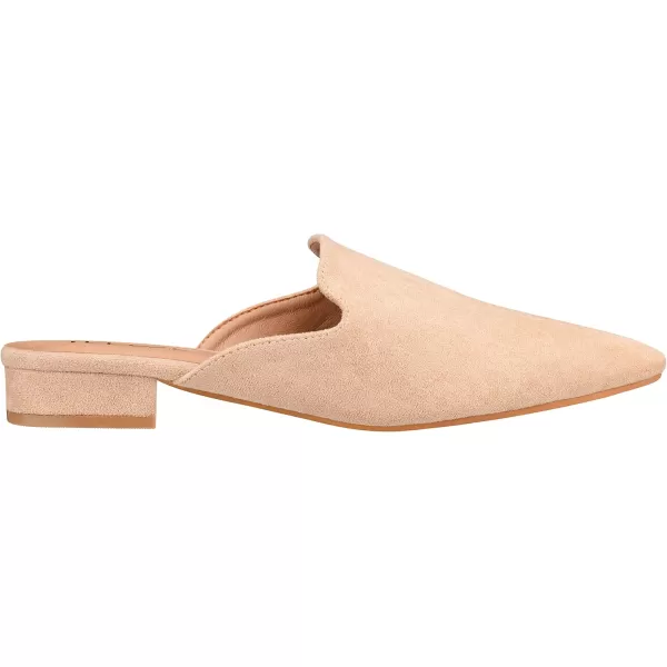 ILLUDE Womens Flat Mules Pointed Toe Backless Slip on Slides Loafer ShoesNude Suede