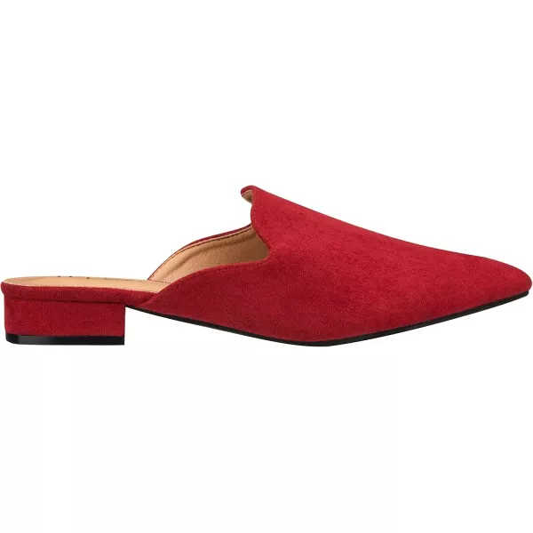 ILLUDE Womens Flat Mules Pointed Toe Backless Slip on Slides Loafer ShoesWine Suede