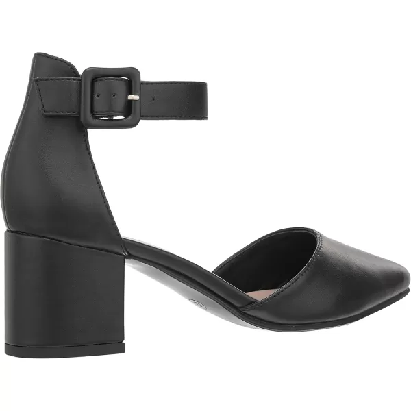 ILLUDE Womens Heels Pointy Closed Toe Pump Ankle Strap Chunky Low Block HeelsBlack Pu