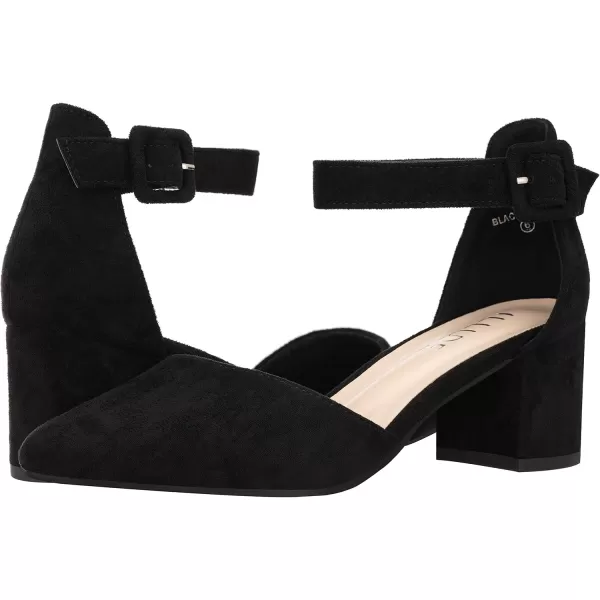 ILLUDE Womens Heels Pointy Closed Toe Pump Ankle Strap Chunky Low Block HeelsBlack Suede