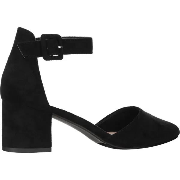 ILLUDE Womens Heels Pointy Closed Toe Pump Ankle Strap Chunky Low Block HeelsBlack Suede
