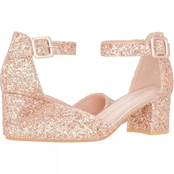 ILLUDE Womens Heels Pointy Closed Toe Pump Ankle Strap Chunky Low Block HeelsChampagne Glitter