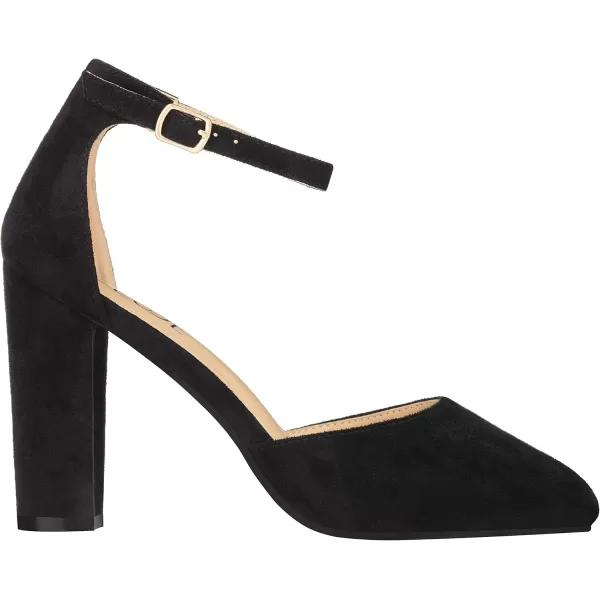 ILLUDE Womens High Block Heels Pumps Pointed Closed Toe Ankle Strap High Heel Pump ShoesBlack Suede