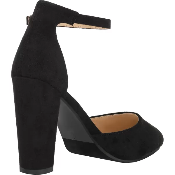 ILLUDE Womens High Block Heels Pumps Pointed Closed Toe Ankle Strap High Heel Pump ShoesBlack Suede