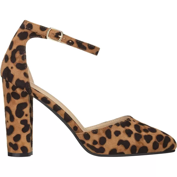 ILLUDE Womens High Block Heels Pumps Pointed Closed Toe Ankle Strap High Heel Pump ShoesLeopard Suede