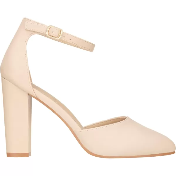 ILLUDE Womens High Block Heels Pumps Pointed Closed Toe Ankle Strap High Heel Pump ShoesNude Pu
