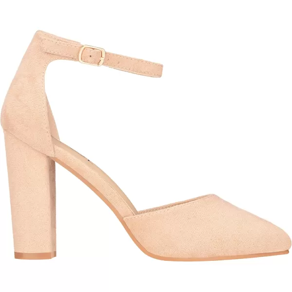 ILLUDE Womens High Block Heels Pumps Pointed Closed Toe Ankle Strap High Heel Pump ShoesNude Suede