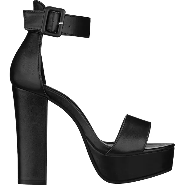 ILLUDE Womens High Heel Platform Sandals Ankle Strap Chunky Heel Sexy Party Heeled Sandals  DarlingBlack Pu