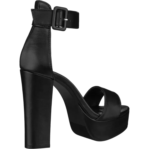 ILLUDE Womens High Heel Platform Sandals Ankle Strap Chunky Heel Sexy Party Heeled Sandals  DarlingBlack Pu