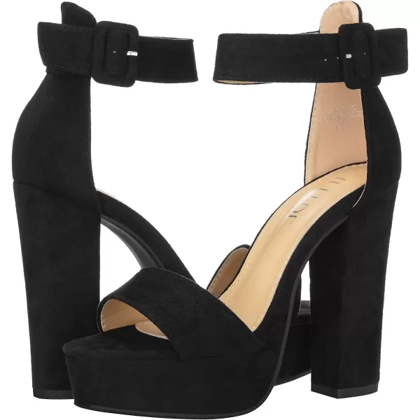 ILLUDE Womens High Heel Platform Sandals Ankle Strap Chunky Heel Sexy Party Heeled Sandals  DarlingBlack Suede