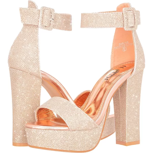 ILLUDE Womens High Heel Platform Sandals Ankle Strap Chunky Heel Sexy Party Heeled Sandals  DarlingChampagne Glitter