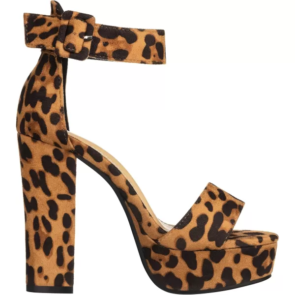 ILLUDE Womens High Heel Platform Sandals Ankle Strap Chunky Heel Sexy Party Heeled Sandals  DarlingLeopard Suede