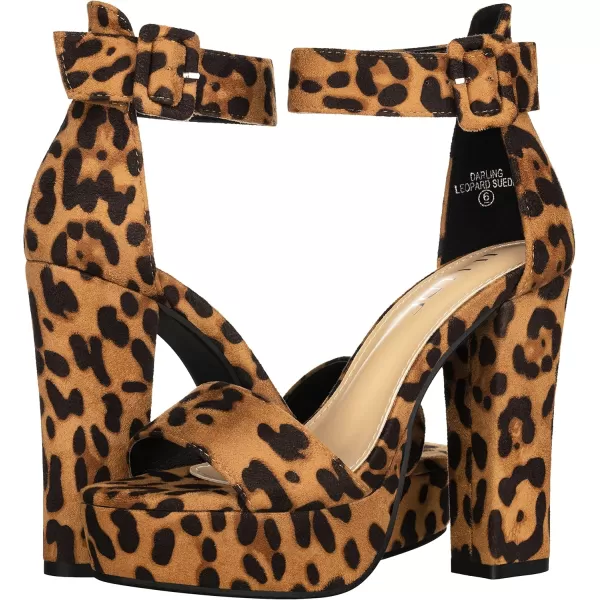 ILLUDE Womens High Heel Platform Sandals Ankle Strap Chunky Heel Sexy Party Heeled Sandals  DarlingLeopard Suede