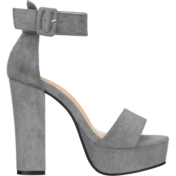 ILLUDE Womens High Heel Platform Sandals Ankle Strap Chunky Heel Sexy Party Heeled Sandals  DarlingLight Grey Suede