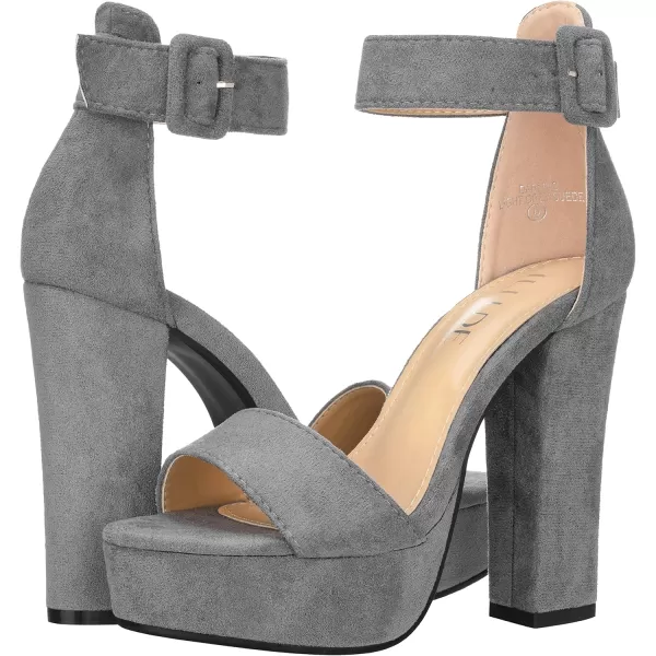 ILLUDE Womens High Heel Platform Sandals Ankle Strap Chunky Heel Sexy Party Heeled Sandals  DarlingLight Grey Suede
