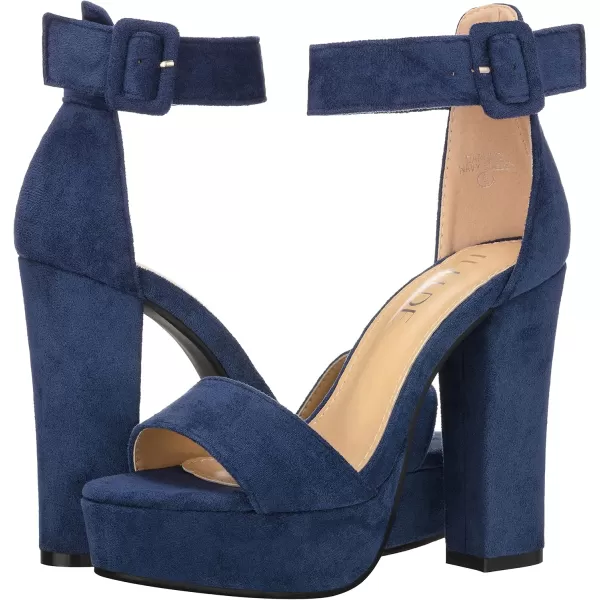 ILLUDE Womens High Heel Platform Sandals Ankle Strap Chunky Heel Sexy Party Heeled Sandals  DarlingNavy Suede