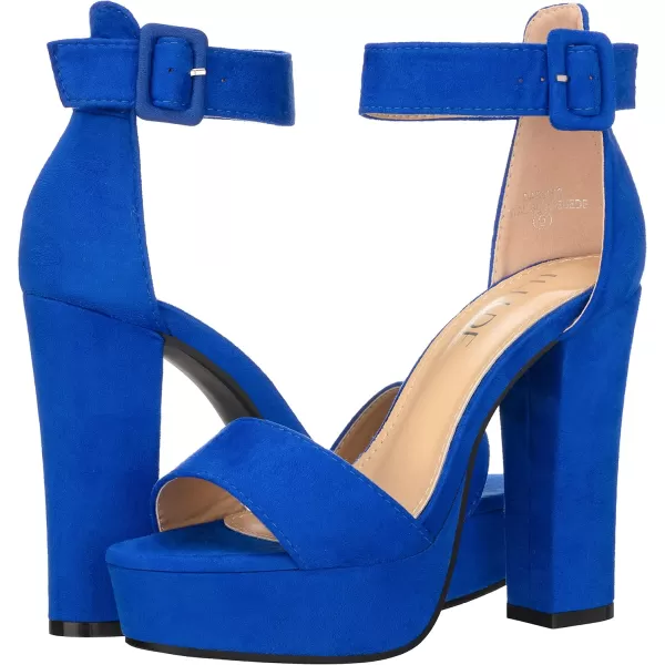 ILLUDE Womens High Heel Platform Sandals Ankle Strap Chunky Heel Sexy Party Heeled Sandals  DarlingRoyal Blue Suede