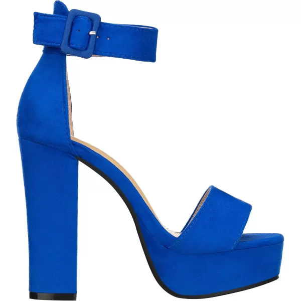 ILLUDE Womens High Heel Platform Sandals Ankle Strap Chunky Heel Sexy Party Heeled Sandals  DarlingRoyal Blue Suede