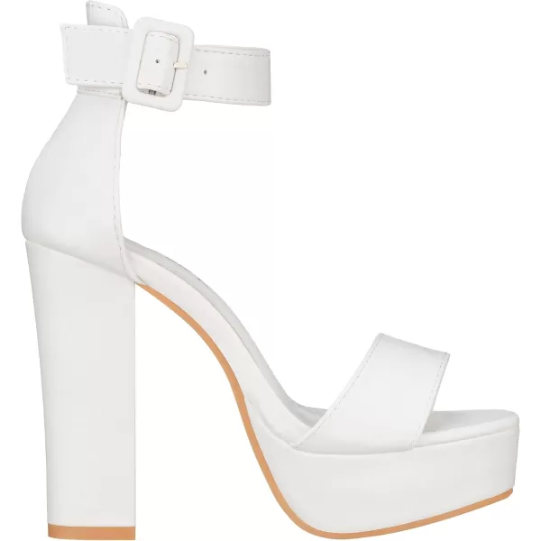 ILLUDE Womens High Heel Platform Sandals Ankle Strap Chunky Heel Sexy Party Heeled Sandals  DarlingWhite Pu