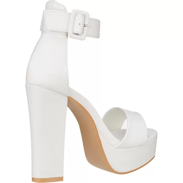ILLUDE Womens High Heel Platform Sandals Ankle Strap Chunky Heel Sexy Party Heeled Sandals  DarlingWhite Pu
