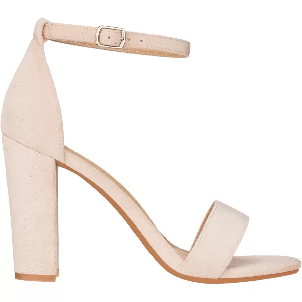ILLUDE Womens Open Toe Ankle Strap Chunky Block High Heel  Formal Wedding Party Classic Heeled Sandals  RubyBeige Suede