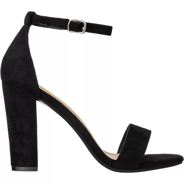 ILLUDE Womens Open Toe Ankle Strap Chunky Block High Heel  Formal Wedding Party Classic Heeled Sandals  RubyBlack Suede