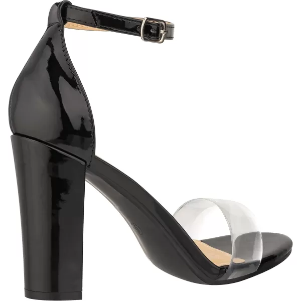 ILLUDE Womens Open Toe Ankle Strap Chunky Block High Heel  Formal Wedding Party Classic Heeled Sandals  RubyClear Black