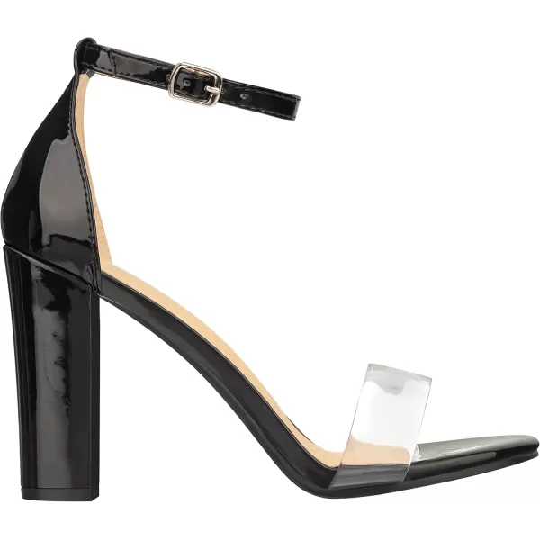 ILLUDE Womens Open Toe Ankle Strap Chunky Block High Heel  Formal Wedding Party Classic Heeled Sandals  RubyClear Black