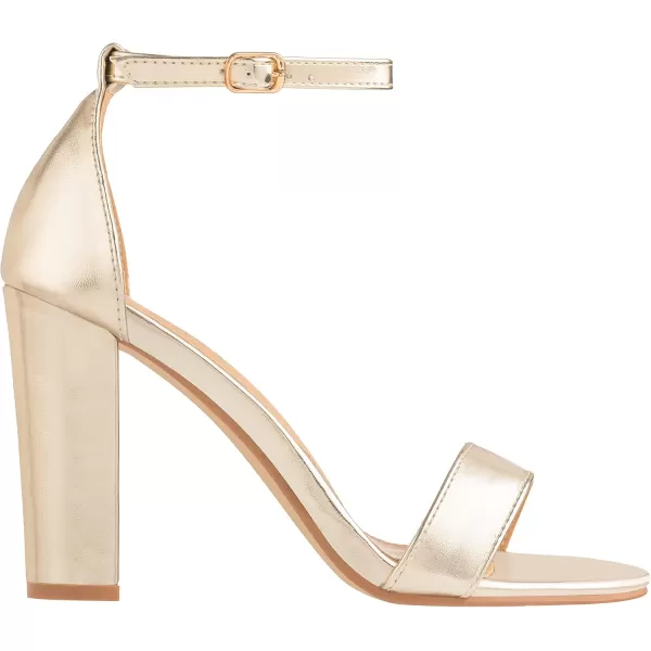 ILLUDE Womens Open Toe Ankle Strap Chunky Block High Heel  Formal Wedding Party Classic Heeled Sandals  RubyGold Pu