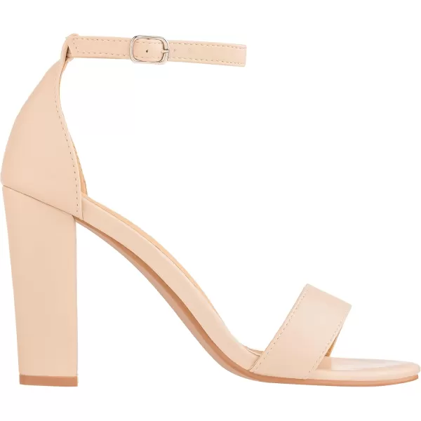 ILLUDE Womens Open Toe Ankle Strap Chunky Block High Heel  Formal Wedding Party Classic Heeled Sandals  RubyNude Pu