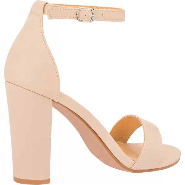 ILLUDE Womens Open Toe Ankle Strap Chunky Block High Heel  Formal Wedding Party Classic Heeled Sandals  RubyNude Pu