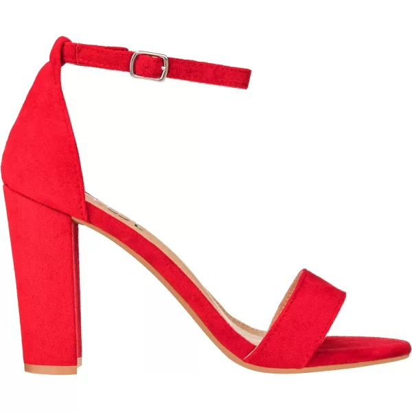ILLUDE Womens Open Toe Ankle Strap Chunky Block High Heel  Formal Wedding Party Classic Heeled Sandals  RubyRed Suede